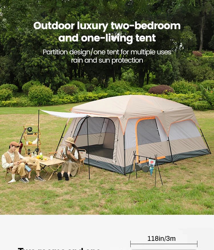Large Family Tent 8-12 Person 2 Room Windproof, Sun Protection bug Net, Instant ,4 Season