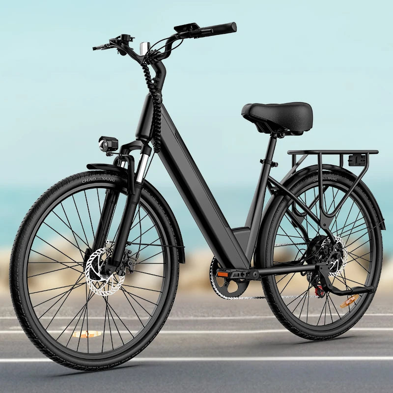 750W E26 Electric Bike 26x2" Commuter Tires 48V 10.4Ah Removable 20MPH Speed 7-Speeds LCD Display