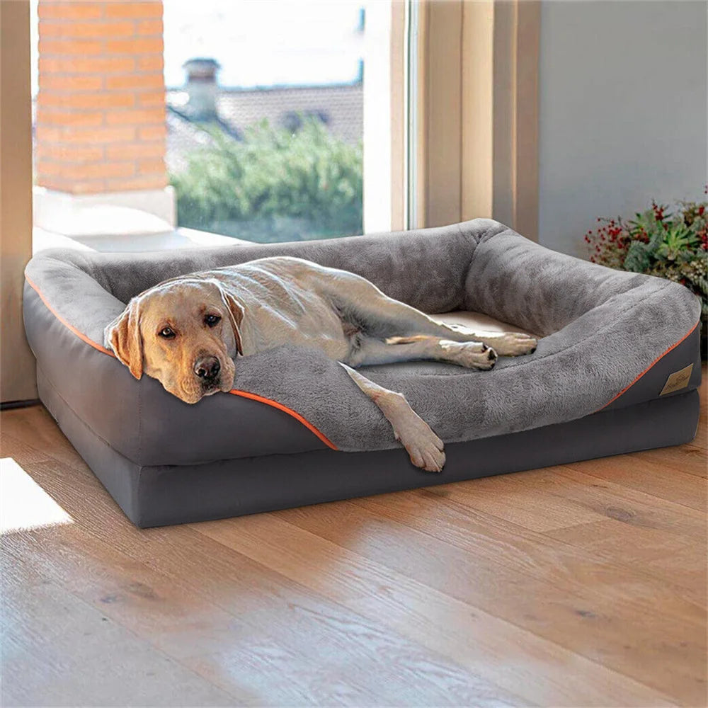 Jumbo Large Orthopedic Dog Bed Memory Foam,Waterproof Elevated Cushion Warm Puppy,Removable Cover