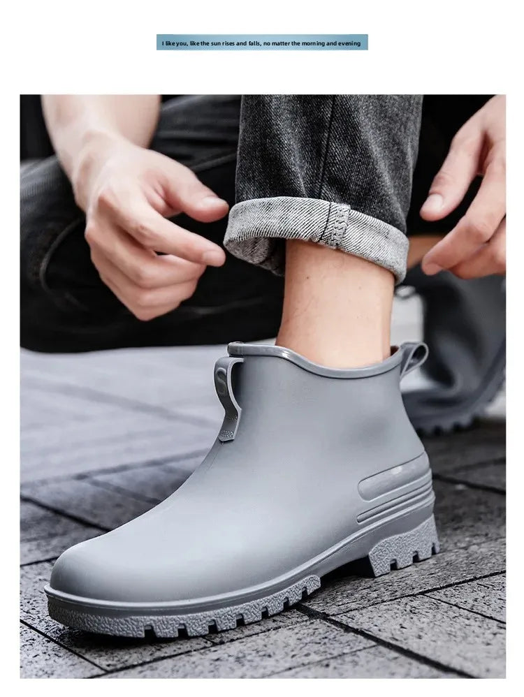 Thickened Style Outdoor Waterproof Non-Slip Portable Rain Boots Short Tube Ladies/MAN Rain Shoes