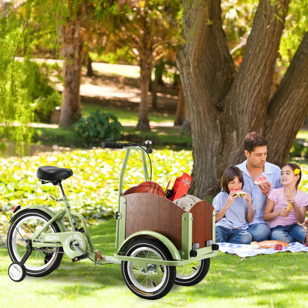 Foldable Tricycle for Kids Ages 6-12 Cargo Bike Pet Bike Reverse Tricycle  Parent-Child Bike