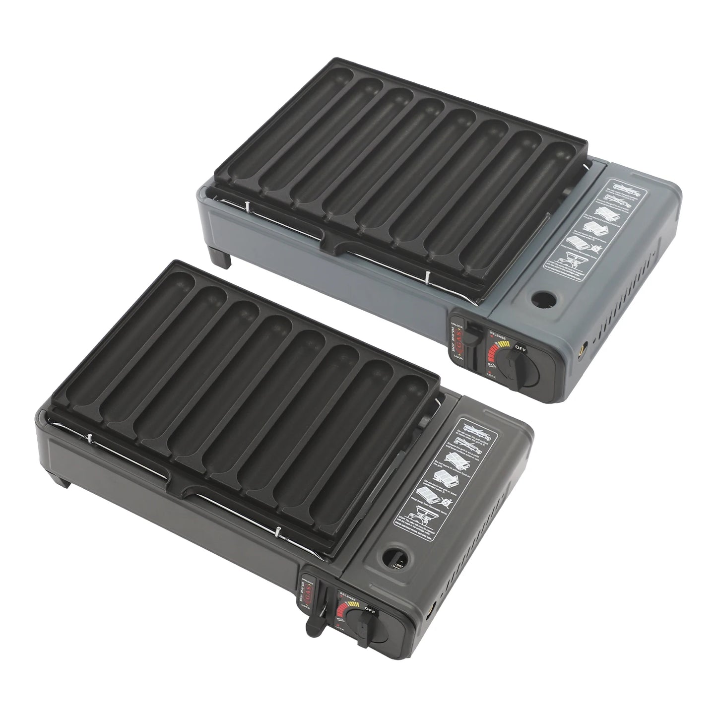 Gas Grill Stove,Sausage Grill Plate,Plastic Box Portable Camping Butane Stove Adjustable Flame