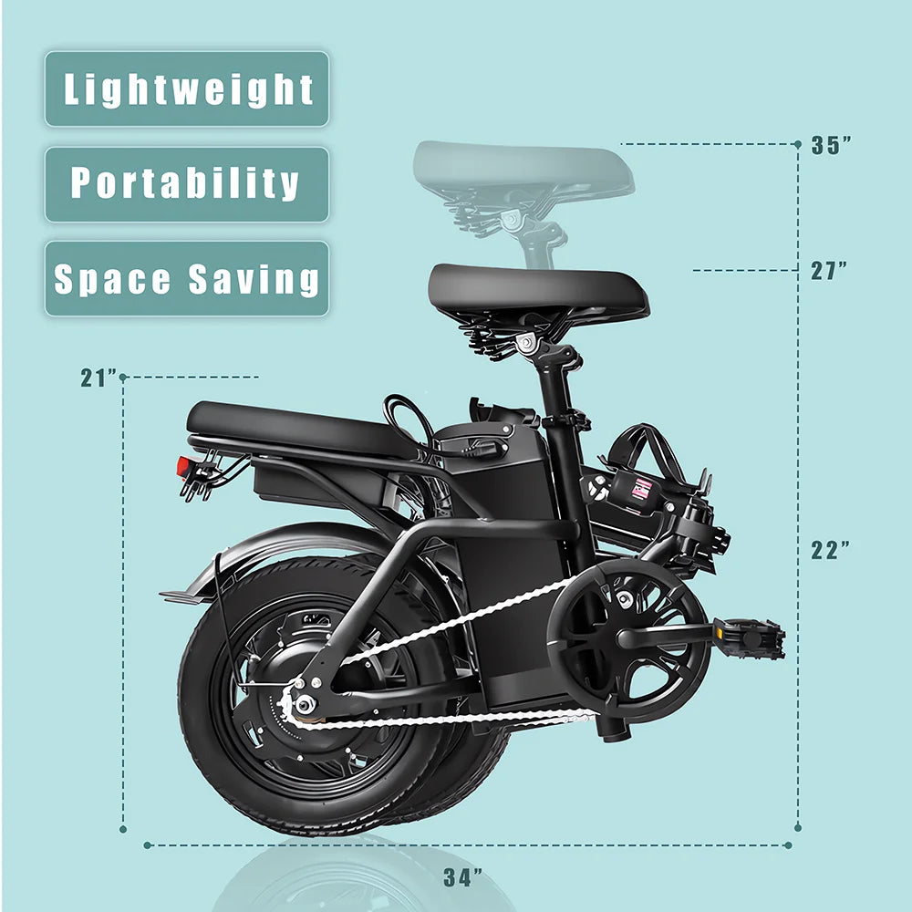 14 Inch Foldable E-Bicycle 400W Motor 48V 15AH Adult MiniSuitable for City Commuting Travel