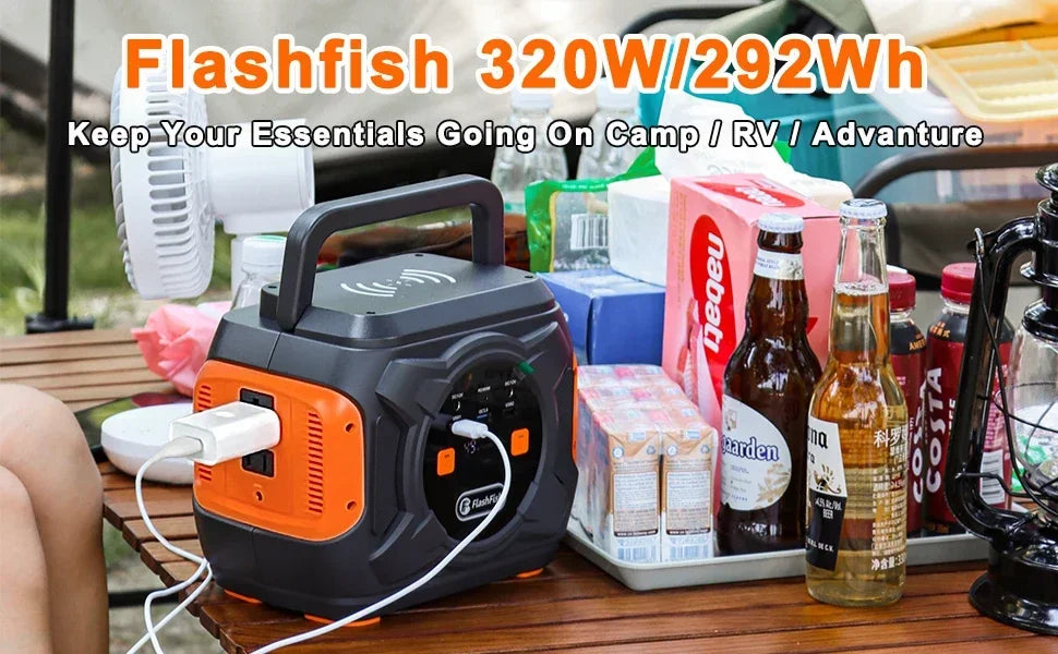 80000mAh AC Battery Pack Charger Power Bank Camping 110V/230V , 320W Emergency Solar Generator