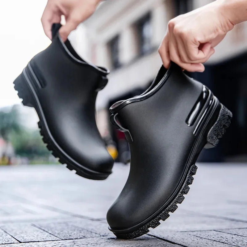 Thickened Style Outdoor Waterproof Non-Slip Portable Rain Boots Short Tube Ladies/MAN Rain Shoes