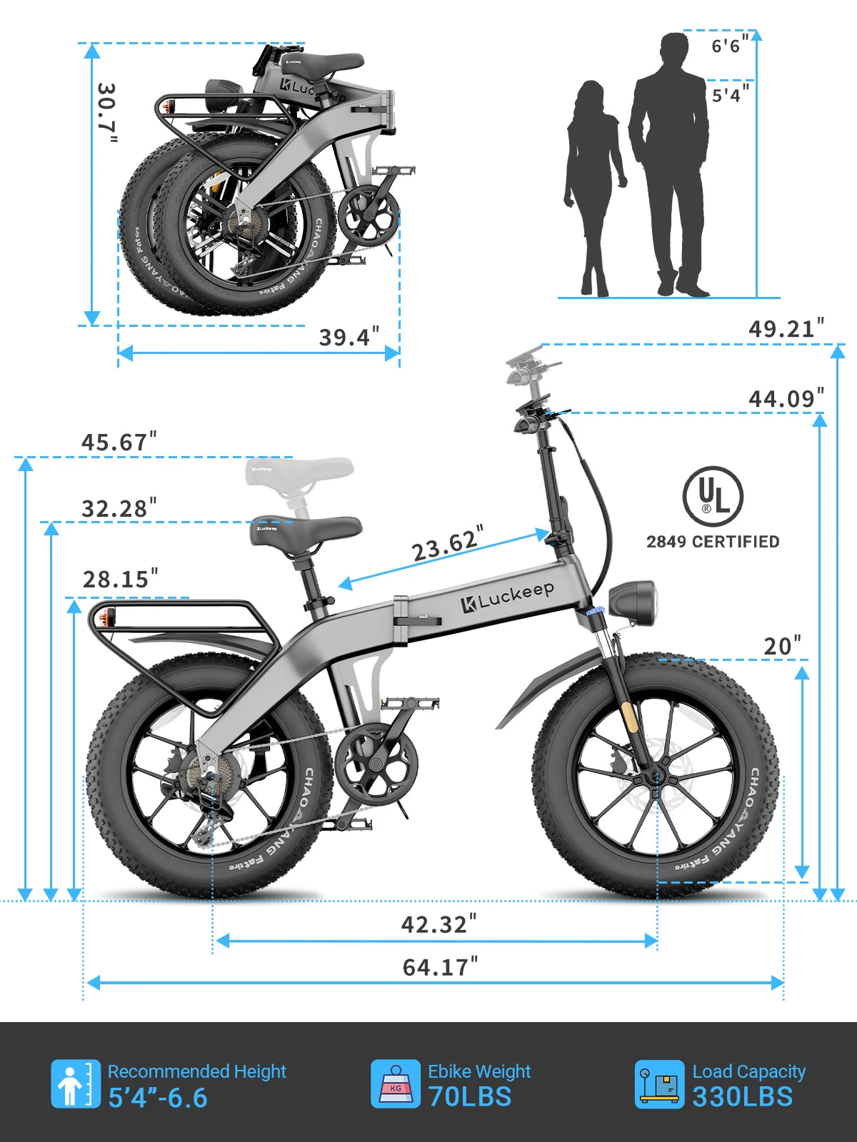 X1 Folding Electric Bike Adults 1500W Peak Motor,30 60 Miles,720WH Battery 20" x 4.0" Fat Tire Fold