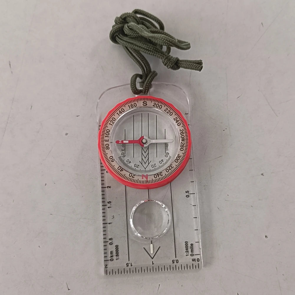 2-5PCS Luminous  Compass Shockproof Waterproof Travel Tools High Accuracy, Magnifier for Survival