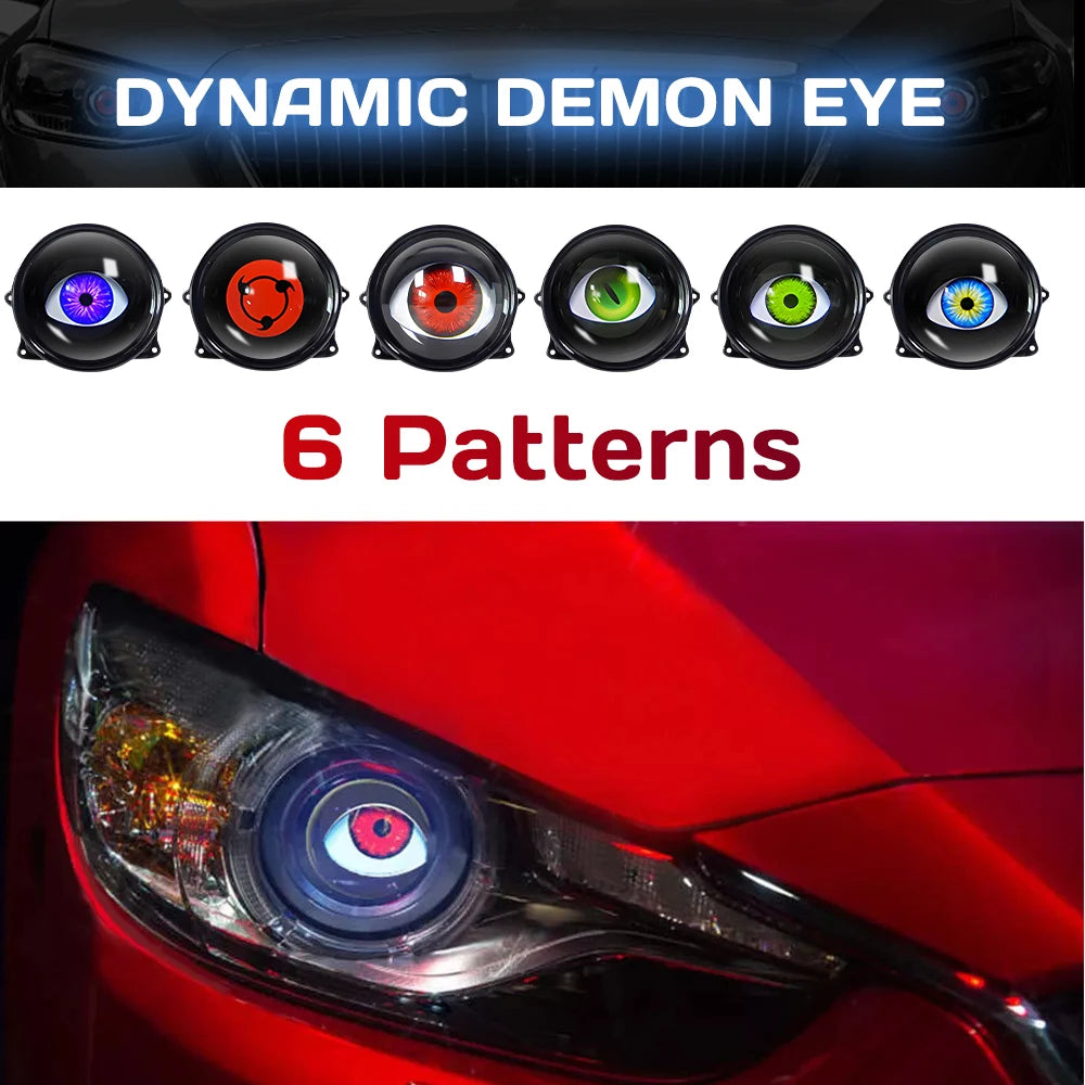 LED Dynamic Devil Eyes Lights 6modes 12V Remote Control Atmosphere Lamp Motorcycle Lens Headlight
