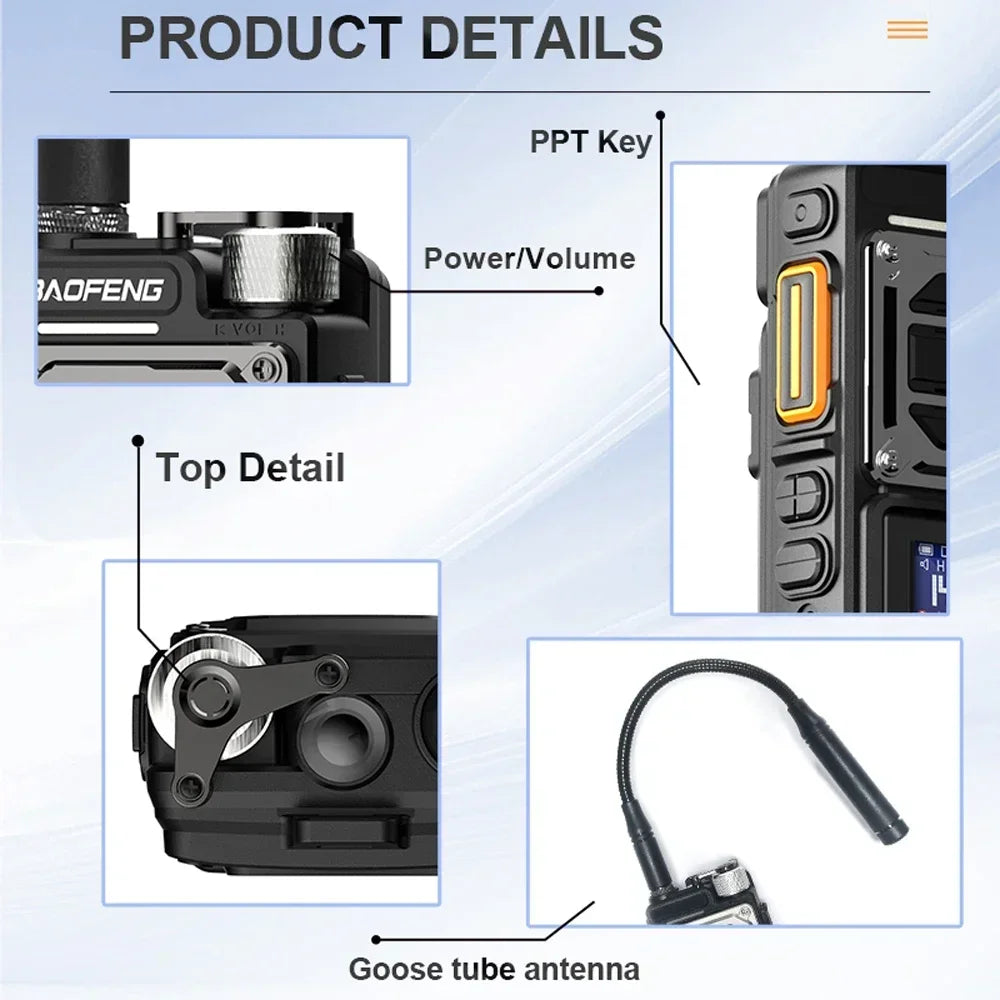 PRO Walkie Talkie Long Range Ham Radio 4-Band Copy Frequency 15W High Powerful Portable USB-C  Way