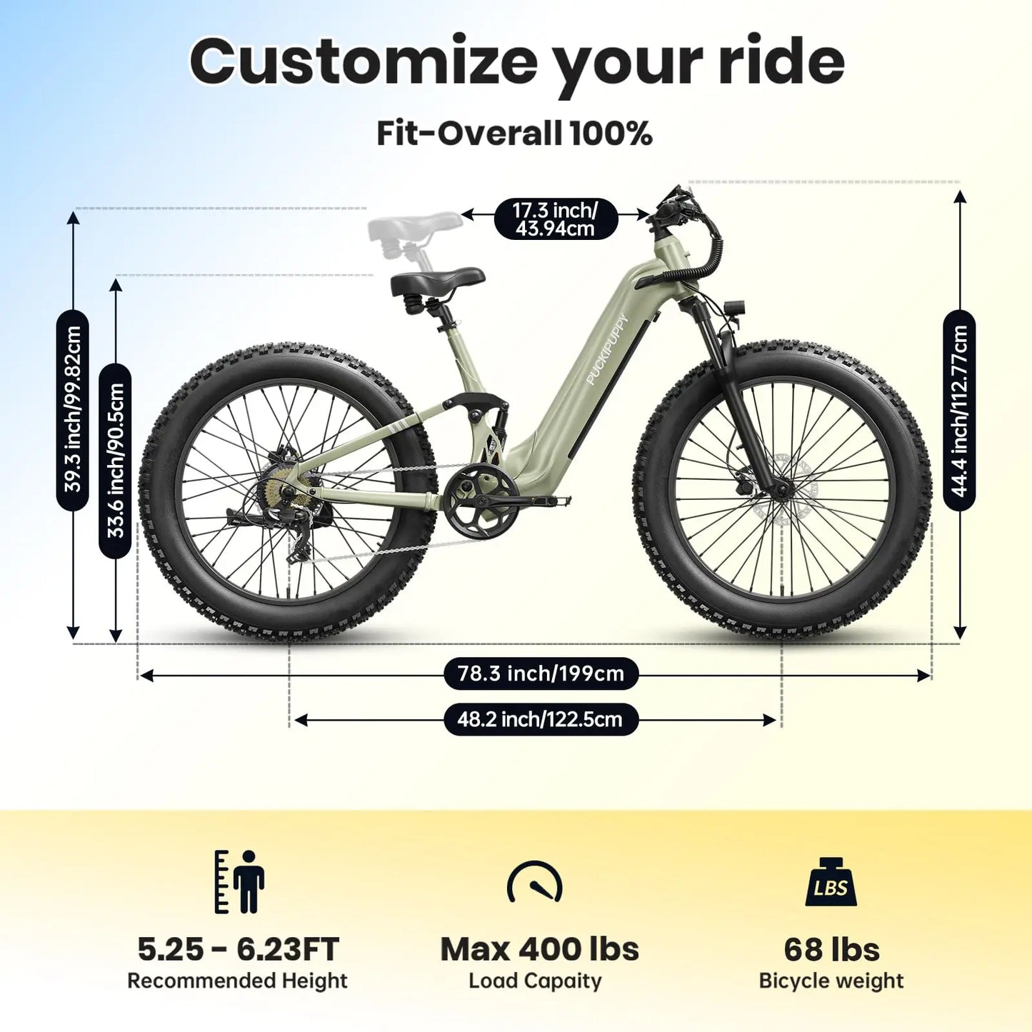 Boxer-ST E-Bike 960W 48V 20AH  26" x 4" Fat Tire Full Suspension Ebike with 2-Year Warranty