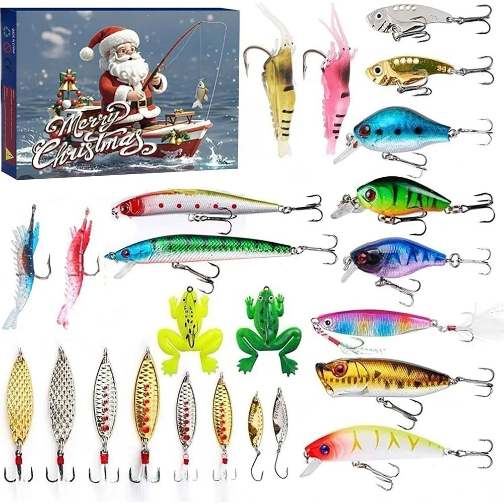 24 Days Fishing Lures Set Surprise Bait Gift for Fishing Lovers Father Boyfriend Brother