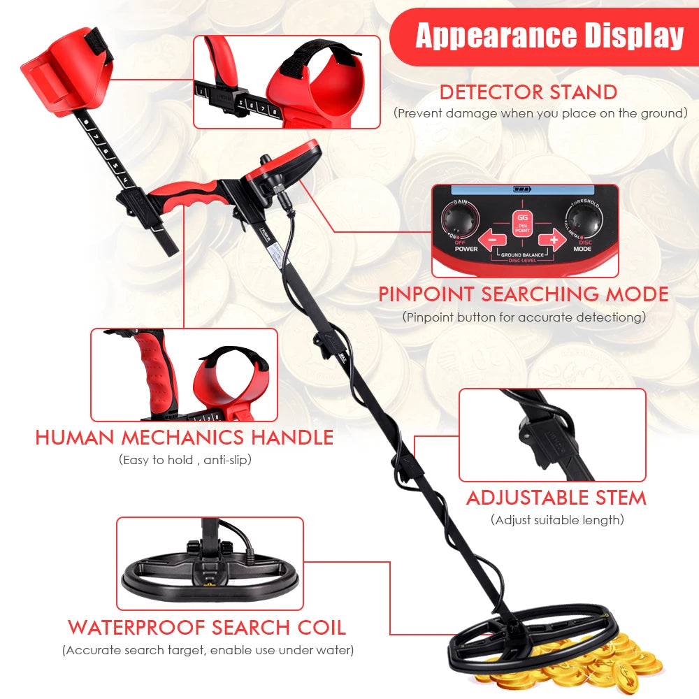 TX-850L Metal Detector Professional Depth Metal Detector High Sensitivity Gold backLight Pinpointer