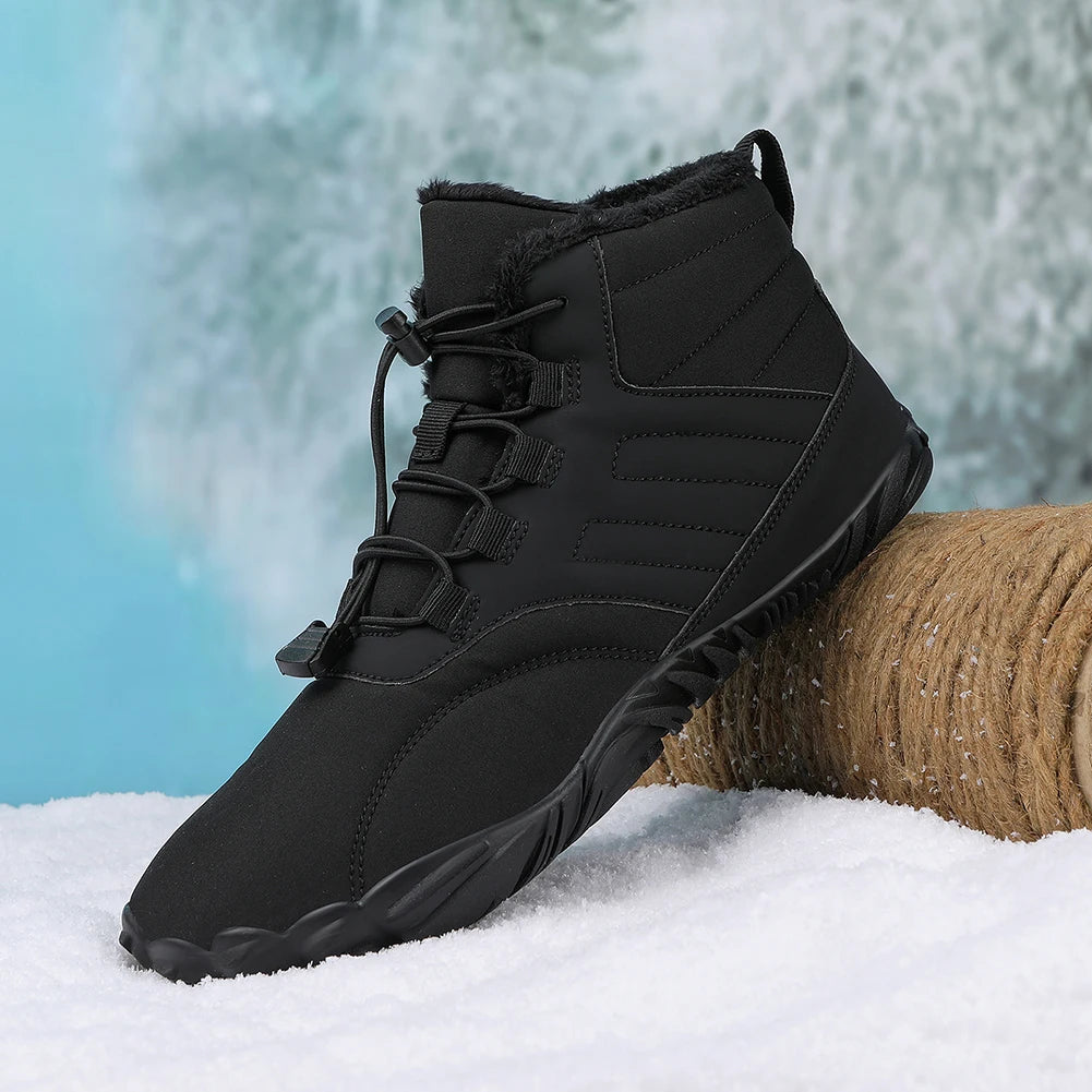 Winter Warm Running Barefoot Shoes Women Men Rubber High Ankle Boots Waterproof Non-Slip Breathable