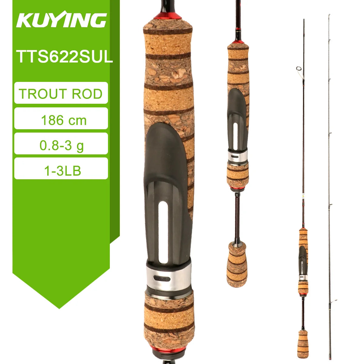 LUL SUL 5'2" 6' 6'3" 6'4"6'2" 6'6" Fishing Rod Lure,Spin/cast FUJI Carbon 1-4g 0.8-3g 2-10g M-Fast