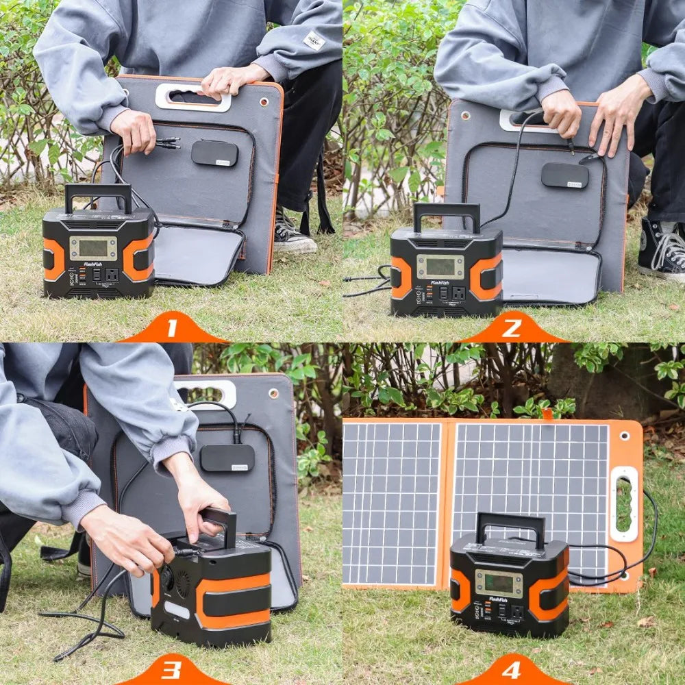200W Peak Power Station, CPAP Battery 166Wh 45000mAh  60W 18V Portable Solar Panel,Foldable