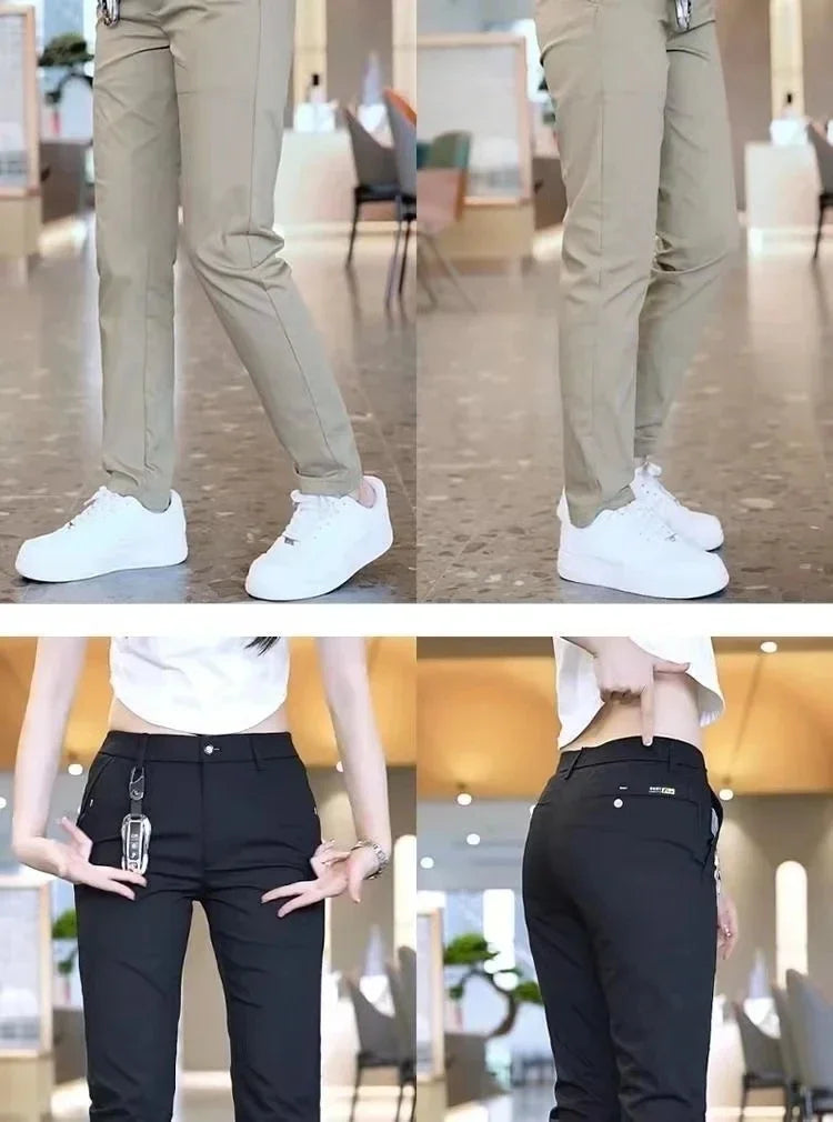 Ice Silk Men's Golf Men's Midweight Casual Pants Khaki Black Slim Straight Leg Stretch Casual