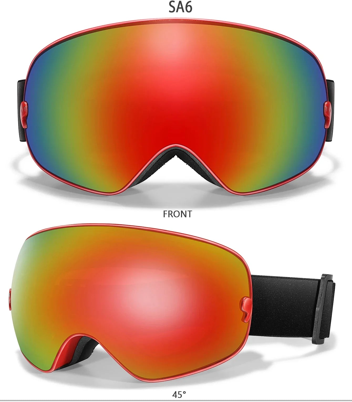 Winter Outdoor SKI Goggles Men/Women Teen, Free Optical Frame/Bag, UV400 Anti-Fog Snowboard Eyewear