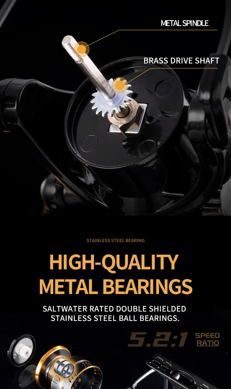 NX Spinning Reel Metal Reel Cup 10KG Max Drag Power Spinning Wheel High Speed Adapt Any Water Body