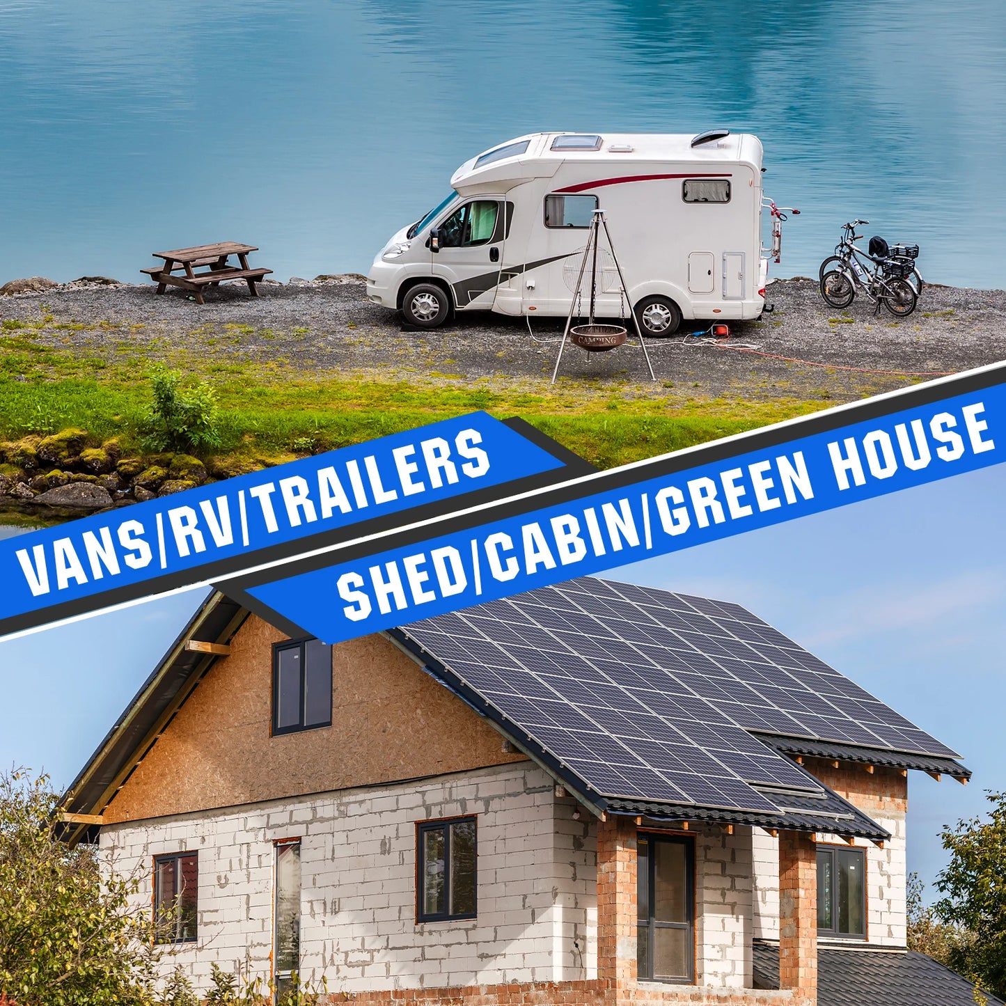 200 Watts 12 Volt/24 Volt Solar Panel Kit,High Efficiency Monocrystalline, 30A PWM Charge Control