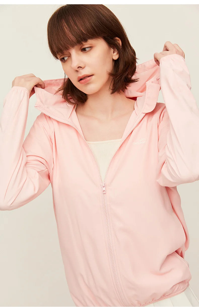 Sunscreen Jackets Women UV Protection Clothing UPF50+ Hoodie Breathable Coats, Running Cycling