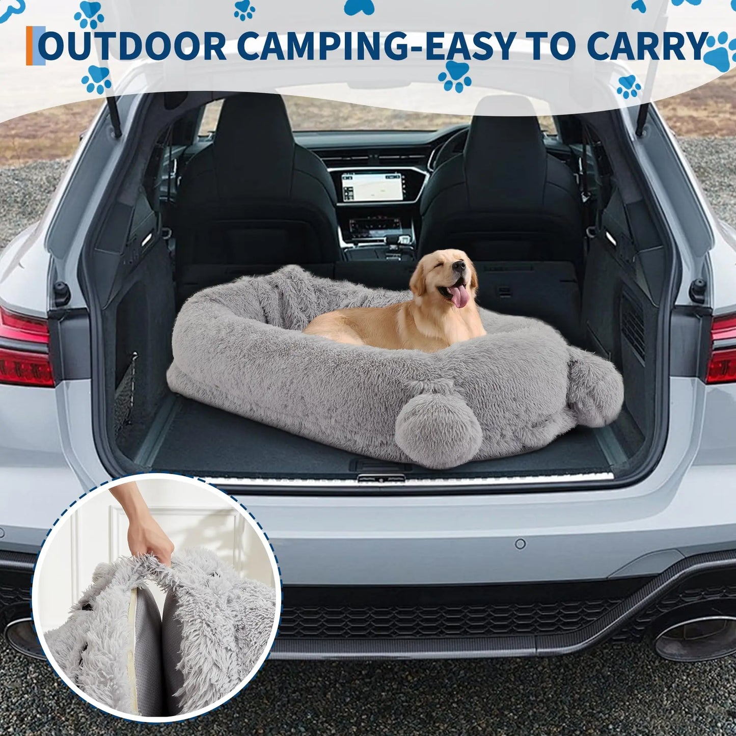 71" Large Human Size Dog Bed For Adults & Pets Removable Washable Cover Storage Pockets,Blanket Nap