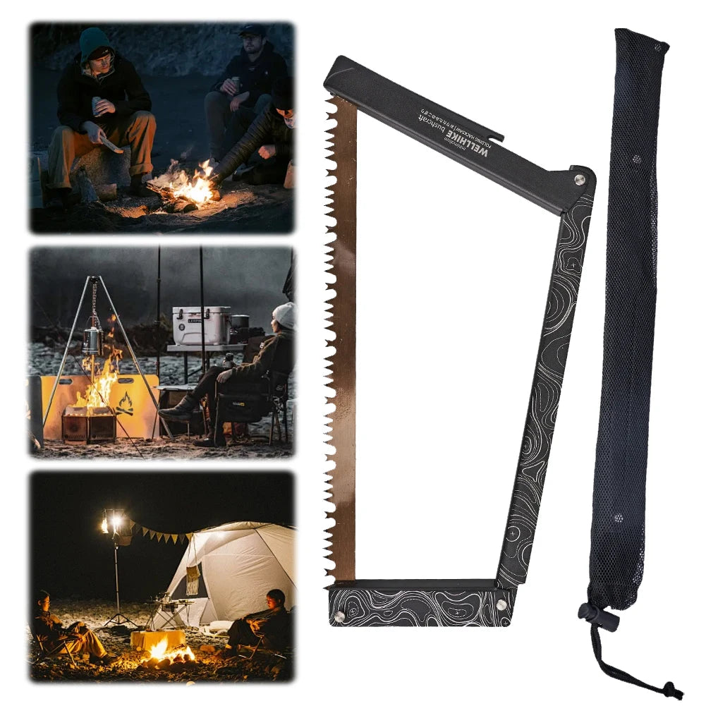 Folding Saw, Storage Bag Portable,Aluminum Alloy Camping Outdoor Hiking Survival Tools