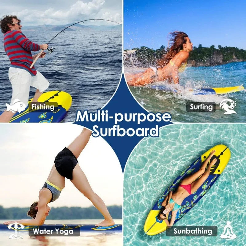 Surfboard,6 Ft Stand Up  with 3 Detachable Fins, Safety Leash, Non-Slip Lightweight Foam4 Kids