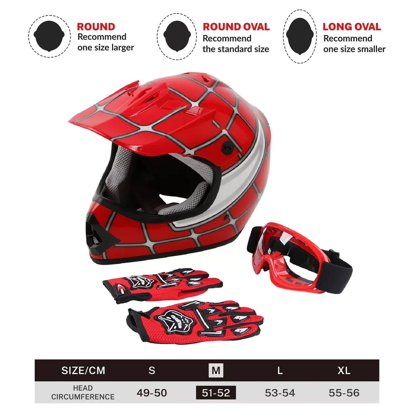DOT Youth Helmet Child Kid Motocross Full Face Offroad Dirt Bike ATV S/M/L/XL