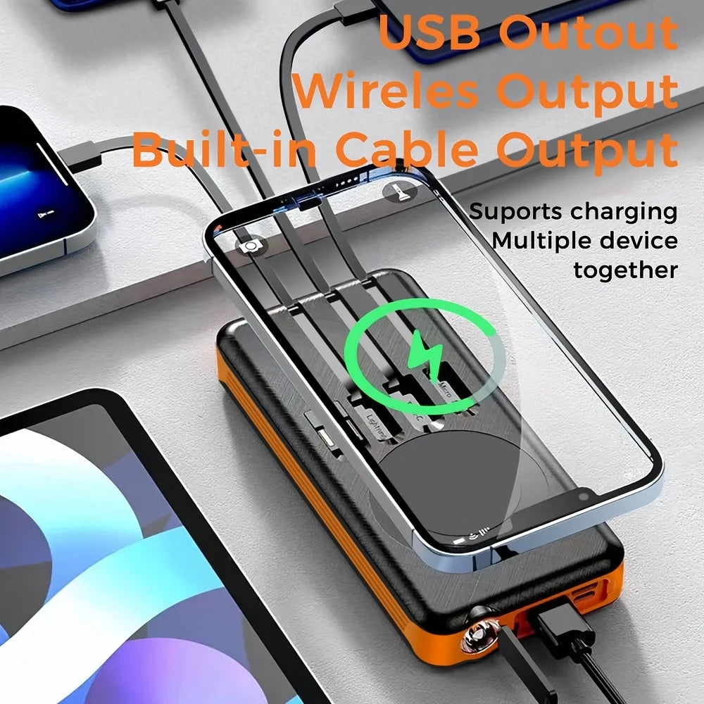 20000mAh power bank . Solar energy for phone,Equipped with a charging cable/lighting lamp/magnet