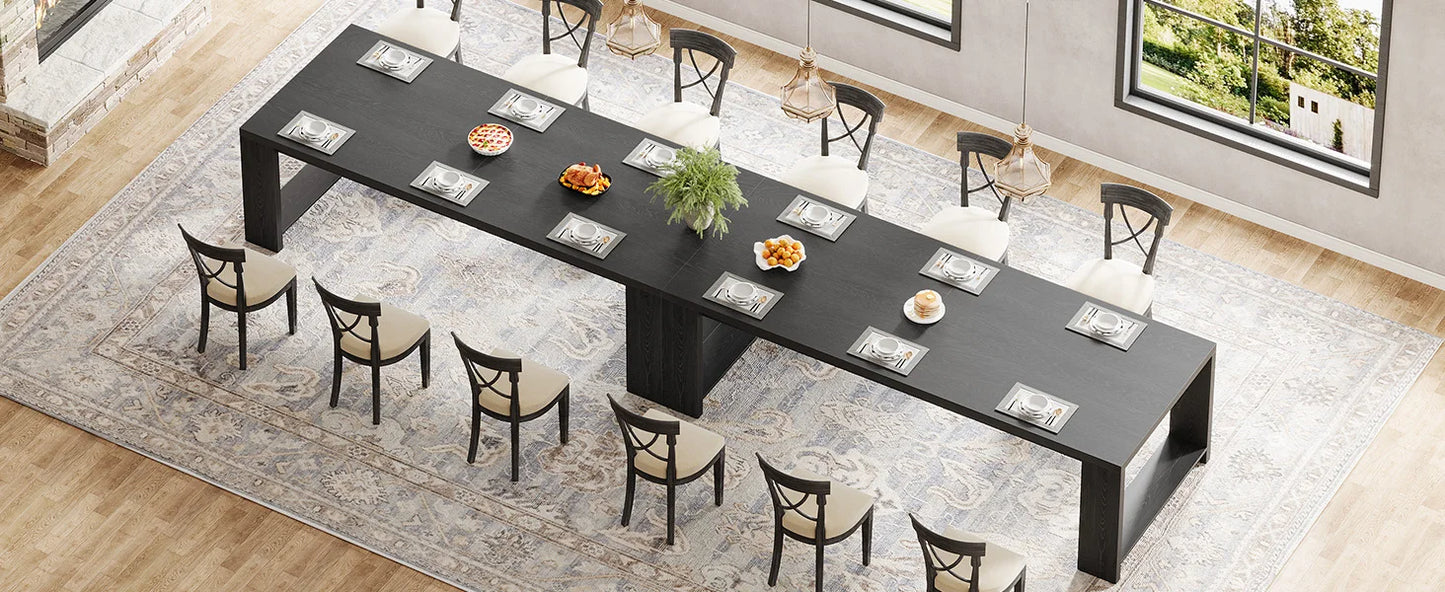 Tribesigns 86.61-Inch Dining Table for 6-8 People, Modern Long Kitchen Table,Pedestal Base, indoor