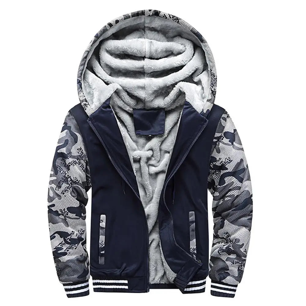 Men's Jacket Camouflage Thicken Winter Jackets for Men Fleece Long Sleeve Coat Man Casual Hoodies
