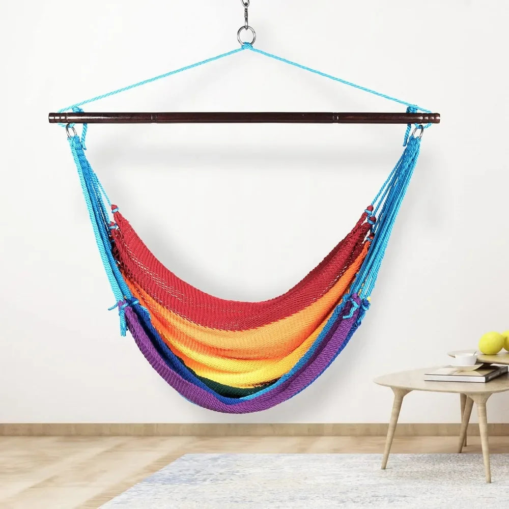 Jumbo Caribbean Hammock Chair with Footrest - 55 inch - Soft-Spun Polyester