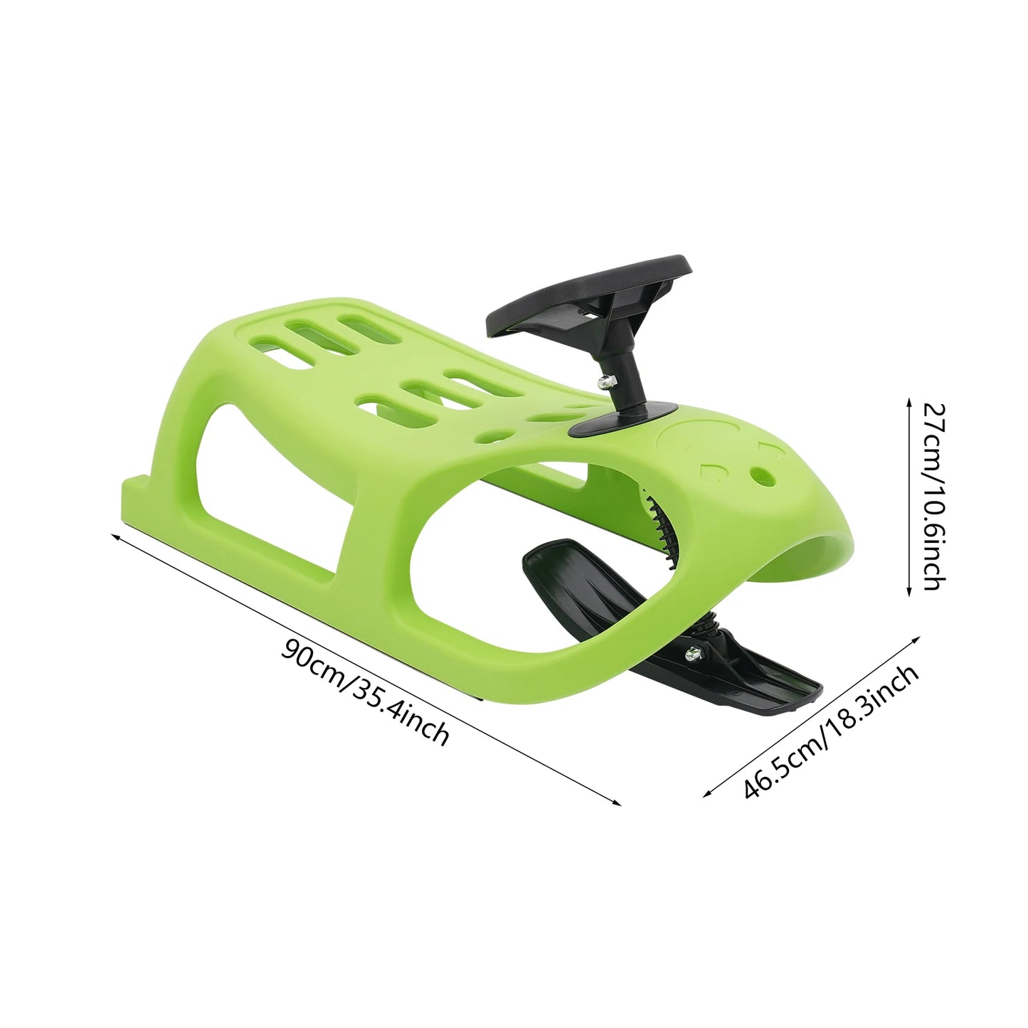 Snow Sled 100kg Load-bearing Capacity Single Rider Winter Sleigh Outdoor, Toddlers & Kids