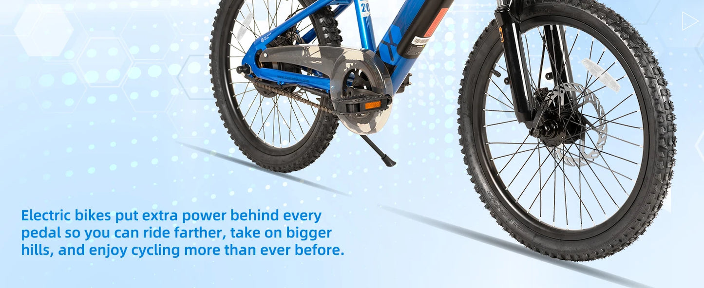 Electric Bike,  Kids Teens Ages 7+, 250W Motor, 15 Miles 15MPH Electric Mountain Bicycle Safe Mini