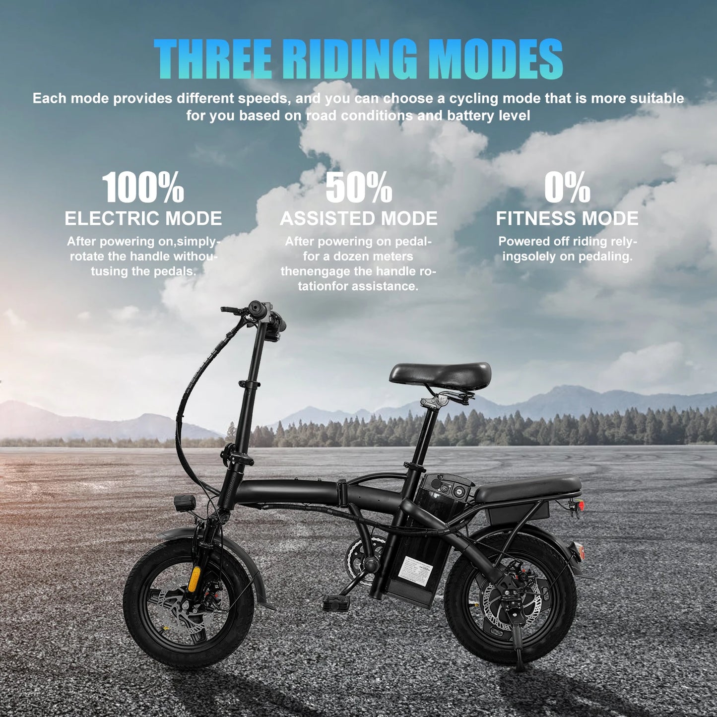 48V400W 10.4AH Foldable Electric Bike Child Dirt Bike E Bike Long Range With Basket Road Bikes