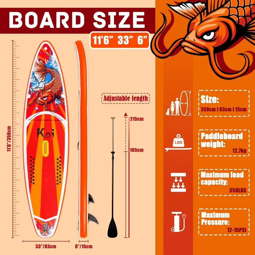 Inflatable Paddle Board Stand Up, Adults SUP, Premium Accessories Pump, Adjustable Paddle