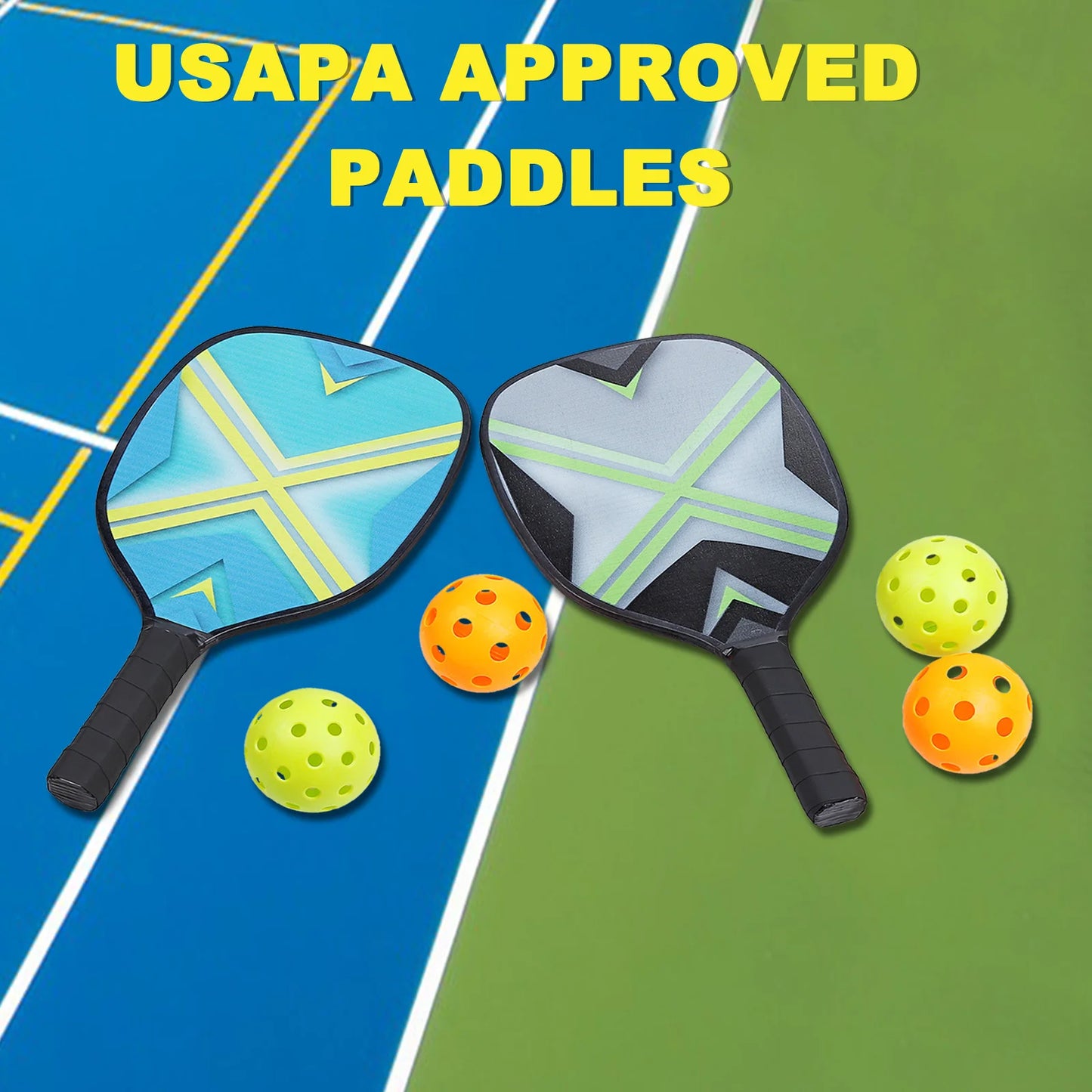 Pickleball Set, 4 Premium Wood  Rackets, 4  Balls, 4 Cooling Towels a Carry Bag for Men Women