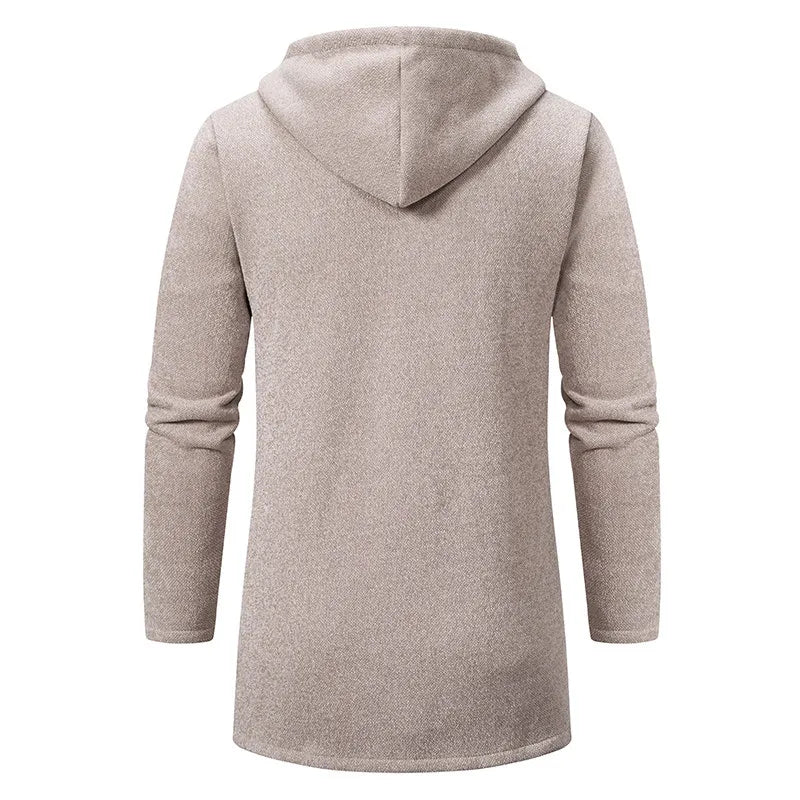 Winter Men's Thickened Hoodies Jacket  Long Sleeve Sweatshirts Cardigan  Solid Color Tops Overcoat