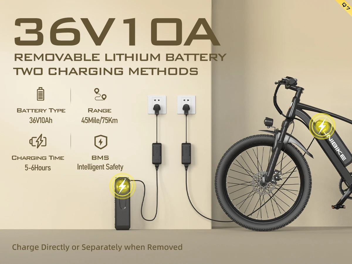 Adult E-bike 26 Inch Fat Tire,Mountain bike Off-road Electric bicycle 400W Motor 36V 10Ah Battery