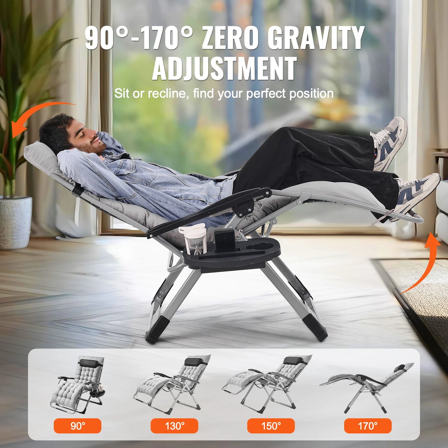 Zero Gravity Chair/Recliner Adjustable Anti Gravity with Cushion Footrest and Cupholder