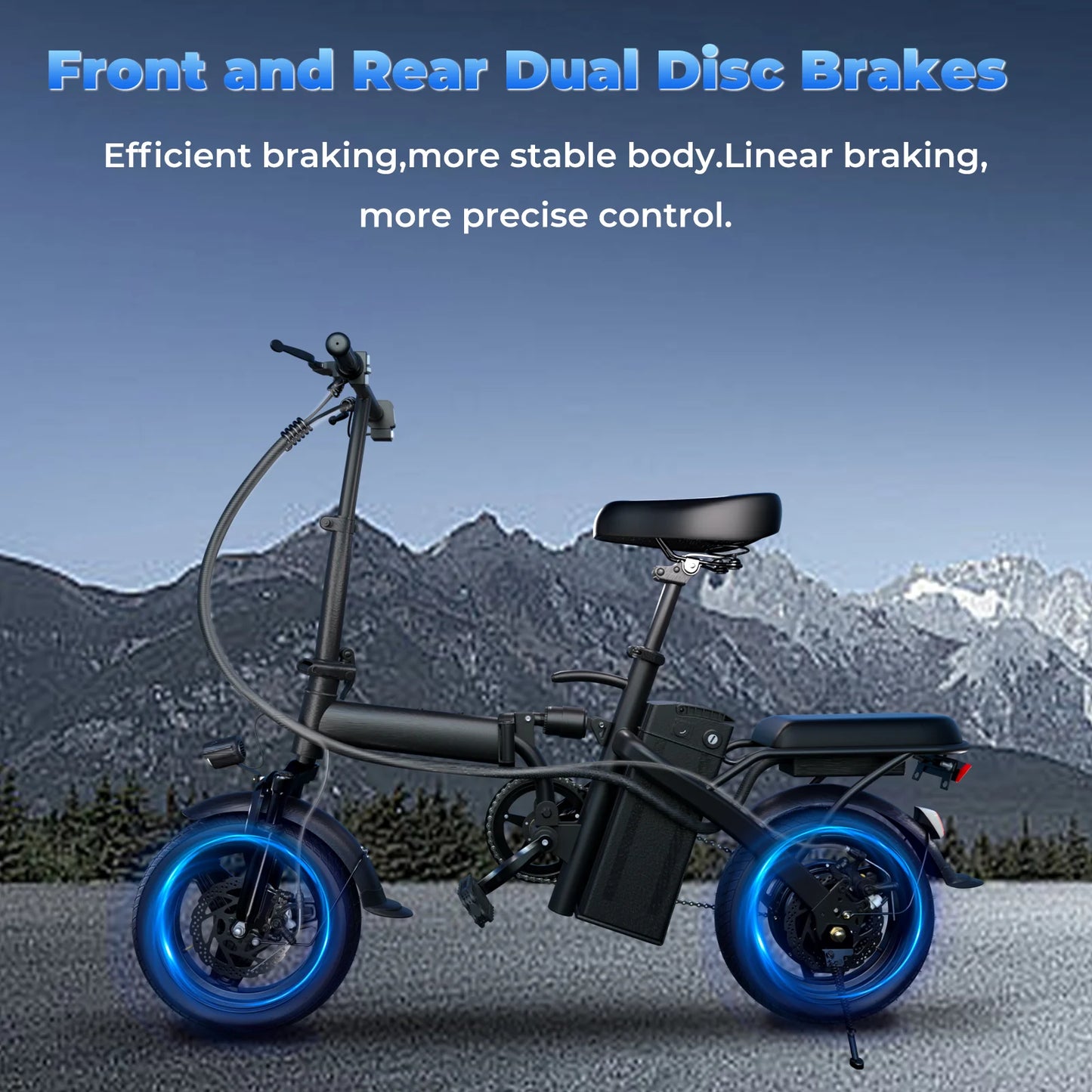 500W Adult Electric Bike, 20 MPH, 48V 12Ah Removable Battery, 14 Inch Fold ,Multi-Shock Absorption