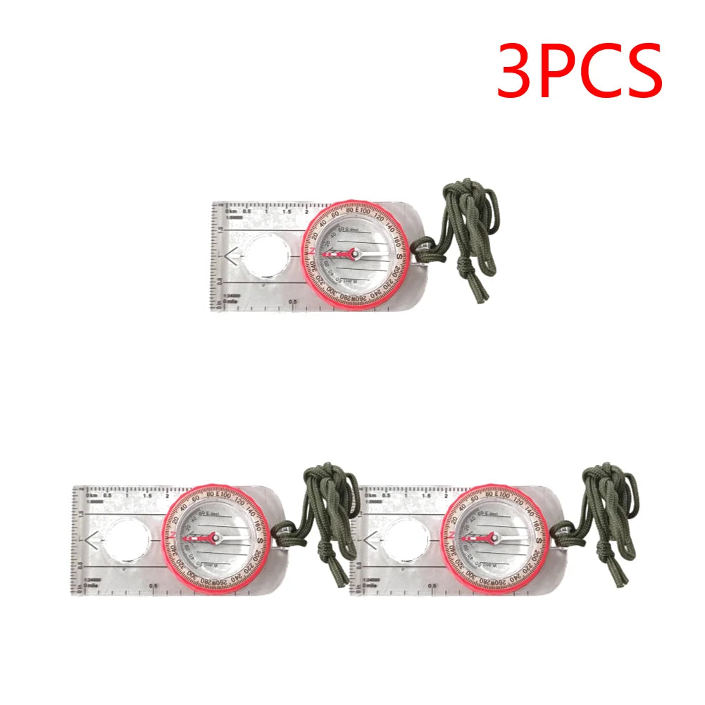 2-5PCS Luminous  Compass Shockproof Waterproof Travel Tools High Accuracy, Magnifier for Survival