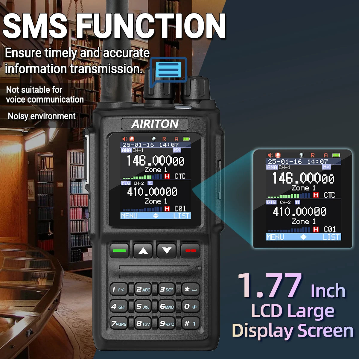 DM-168 Walkie Talkie AES256 Encryption DMR Digital/ Analog Dual Band FM, AT-D168UV  USB-C charging