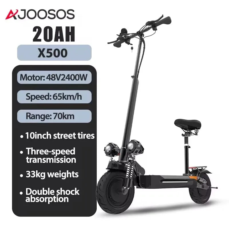 1200W 2400W 6000W Commuter Seat Adults Electric Scooter 48V/72V 10 inch Tubeless Off Road Tire,LCD