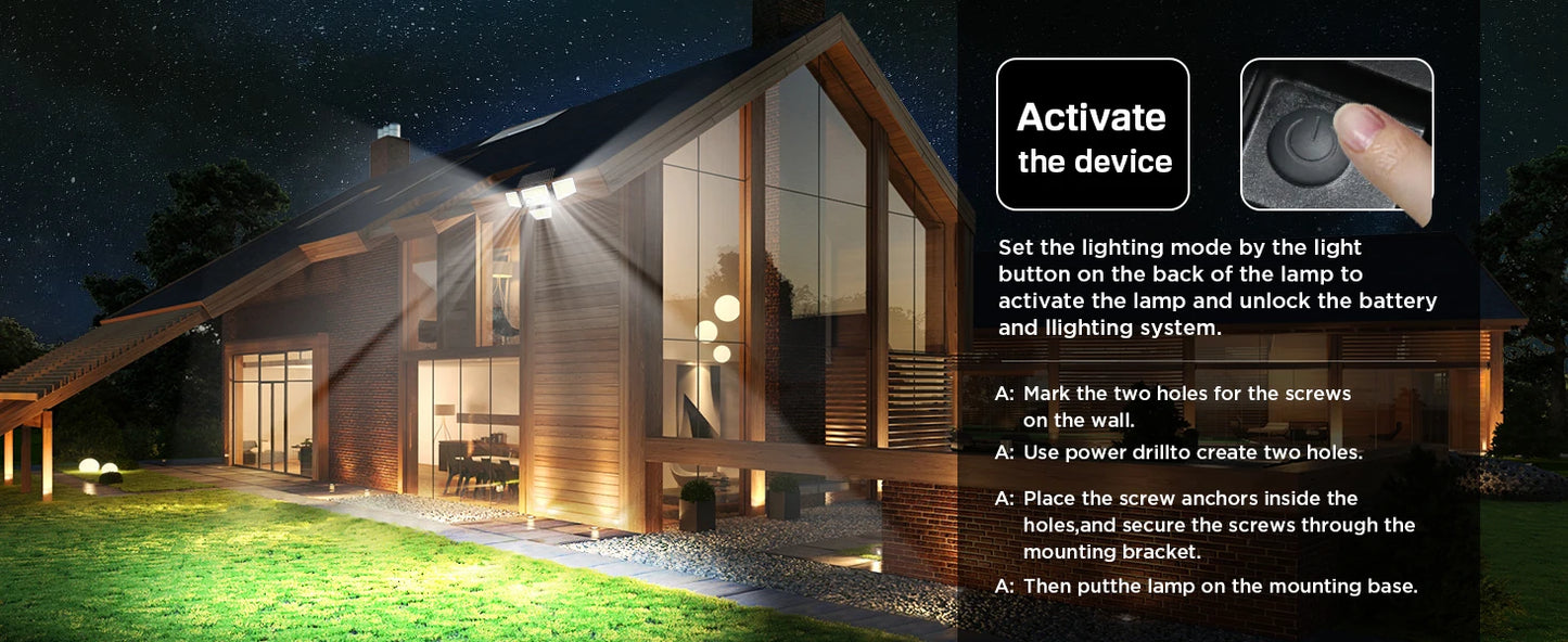 Solar Outdoor Lights - 3000LM 188 LED Motion Sensor Lights Security Lights for Backyard Patio