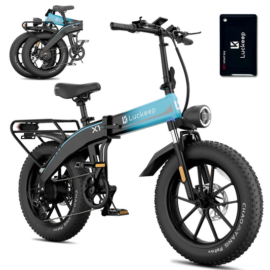 X1 Folding Electric Bike Adults 1500W Peak Motor,30 60 Miles,720WH Battery 20" x 4.0" Fat Tire Fold