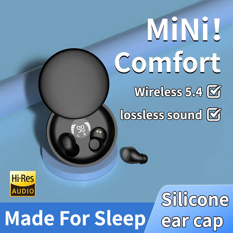 Bluetooth 5.4 Wireless Earphones Small,Sleeping Sport Invisible Bass Quality Headset Sliding Cover