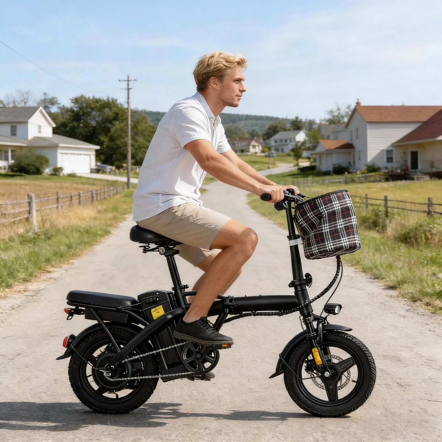 T5 Folding E-Bike with Basket for Grocery Runs 48V 350W 20MPH Free Shipping