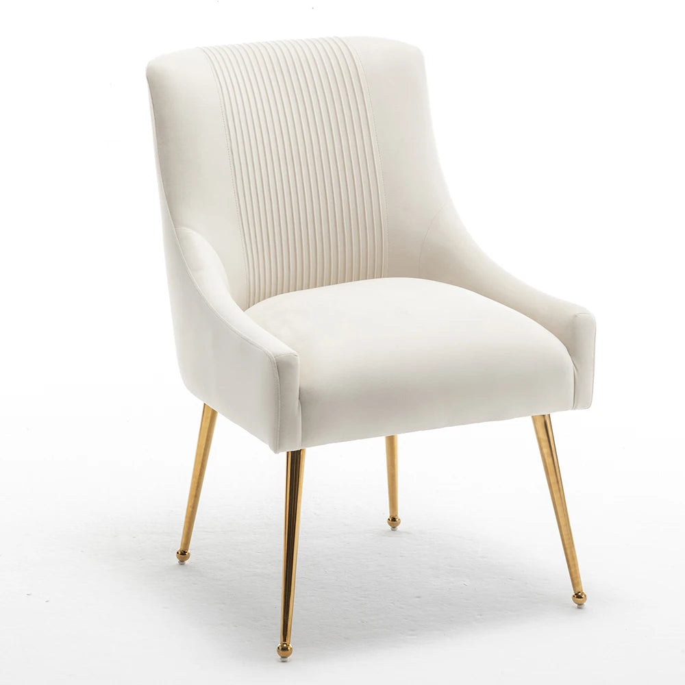 Modern Velvet 6 Dining Chairs, Upholstered Barrel Pleated Side Accent Chair for Bedroom,Living Room