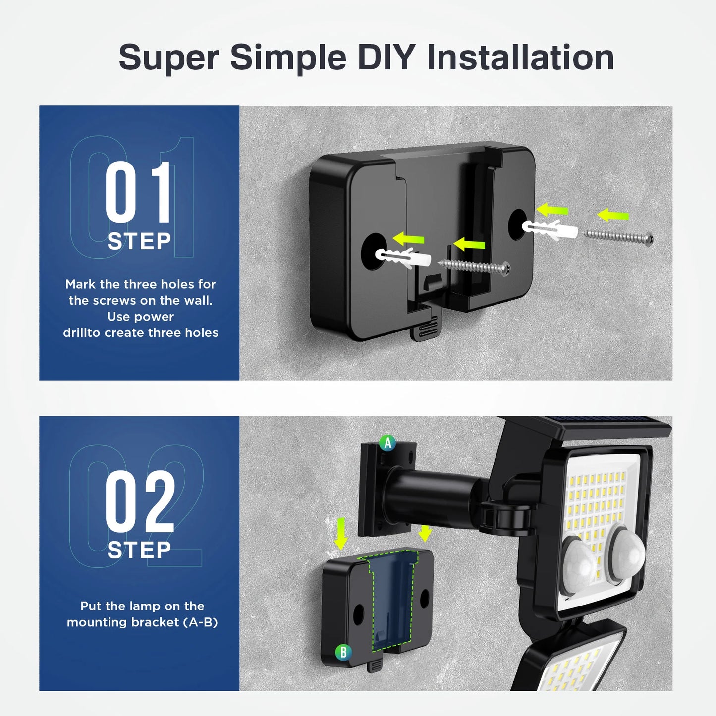 Solar Outdoor Lights - 3000LM 188 LED Motion Sensor Lights Security Lights for Backyard Patio